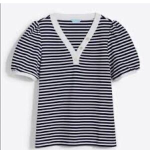 Draper James Black and White Striped Top